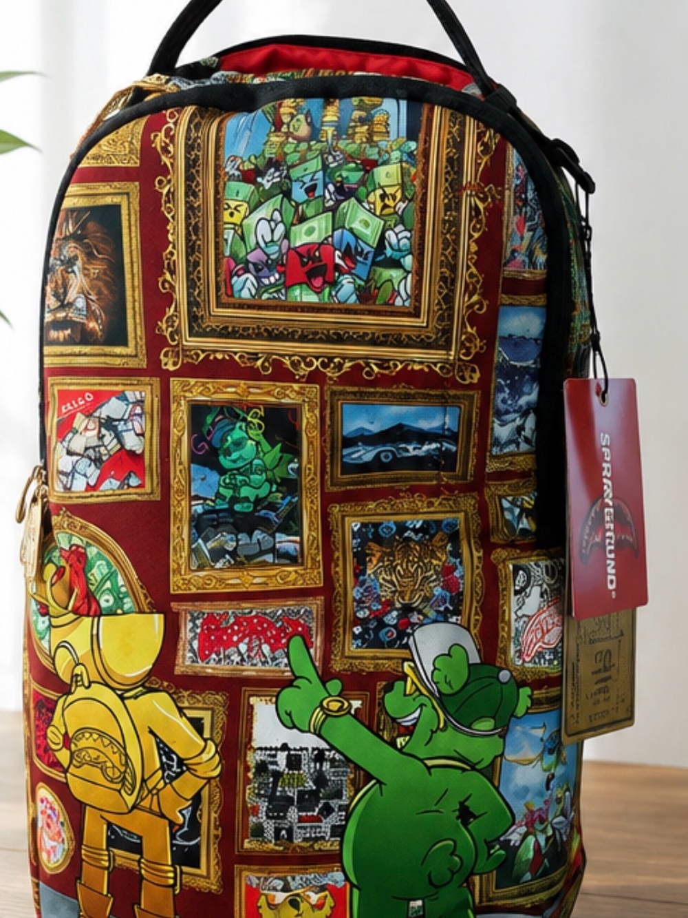 Sprayground Red Multi Framed Cartoon Art Print